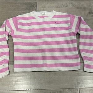 Crewcuts Striped Pink and White Kids Sweater